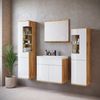 Badezimmermöbel Nobel XL 60 x 35 cm – Eiche mit Hochglanz weiß – Badezimmerschrank mit Spiegel und Hochschränken Bild 2