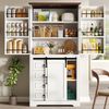 Merax Hochschrank mit Kippschutz und seitlichem Snack-Rack, Soft-Close , Standschrank für Küche mit 4 Schubladen und verstellbaren Böden, Weiß Bild 2