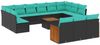 vidaXL 12-teiliges Gartensofa-Set mit Kissen, schwarzes Polyrattan 3228150 Bild 2