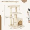 COSTWAY Kratzbaum, 85cm hoch Katzenbaum, mit Katzenhöhle & Ball, beige Bild 3