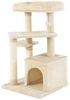 COSTWAY Kratzbaum, 85cm hoch Katzenbaum, mit Katzenhöhle & Ball, beige Bild 4