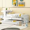 Einzelbett 90x190 cm mit ausziehbarem Bett, 2 Schubladen und USB-Anschluss aus Massivholz Bild 4