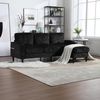 Sofa mit Hocker und Stauraum Chenille-Sofa mit Getränkehalter, Seitentaschen und stabilem Metall-Holz-Rahmen,Schwarz Bild 3
