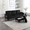Sofa mit Hocker und Stauraum Chenille-Sofa mit Getränkehalter, Seitentaschen und stabilem Metall-Holz-Rahmen,Schwarz Bild 2
