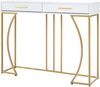 Konsolentisch H 85 x T 32 x B 110 cm, MDF in Weiß, Metallgestell mit Schublade Bild 4