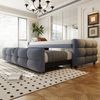 Polsterbett Ausziehbares Schlafsofa 90/180*190cm, Puffbett, Teddy Samt Stoff, Einzelbett, Doppelbett, Mit Lattenrost, Multifunktionsbett, Grau (Ohne Matratze) Bild 3