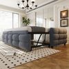 Polsterbett Ausziehbares Schlafsofa 90/180*190cm, Puffbett, Teddy Samt Stoff, Einzelbett, Doppelbett, Mit Lattenrost, Multifunktionsbett, Grau (Ohne Matratze) Bild 2