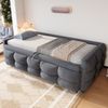 Polsterbett Ausziehbares Schlafsofa 90/180*190cm, Puffbett, Teddy Samt Stoff, Einzelbett, Doppelbett, Mit Lattenrost, Multifunktionsbett, Grau (Ohne Matratze) Bild 4