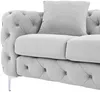 Vente-unique - EDWINA Sofa SamtStoff Grau - B 91 cm x H 76 cm x L 220 cm Bild 5