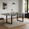 Merax Ausziehbarer Esstisch mit 3 Längen, 140/180/220*80 cm, geeignet für 6-10 Personen, rechte Form, Metallbeine, grau Bild 1