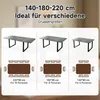 Merax Ausziehbarer Esstisch mit 3 Längen, 140/180/220*80 cm, geeignet für 6-10 Personen, rechte Form, Metallbeine, grau Bild 5