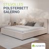 Juskys Polsterbett Salerno 180 x 200 cm – Cord Beige, modernes Bett mit Kopf- & Fußteil, stabilem Holz- & Metallrahmen, Lattenrost, 500 kg Tragkraft Bild 2