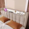 Polsterbett 160x200 cm mit 4 Schubladen, integriertem Kopfteil (Steckdosen & USB) und LED-Beleuchtung, Beige Bild 2