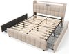 Polsterbett 160x200 cm mit 4 Schubladen, integriertem Kopfteil (Steckdosen & USB) und LED-Beleuchtung, Beige Bild 4