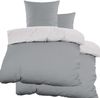 KH-Haushaltshandel Bettwäsche 4-tlg. SATIN Wende Bettwäsche 2x(135x200+80x80cm), uni, Satin, 4 teilig, eine Seite grau, die andere silbergrau, einfarbig, 100% Baumwolle Bild 3