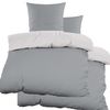 KH-Haushaltshandel Bettwäsche 4-tlg. SATIN Wende Bettwäsche 2x(135x200+80x80cm), uni, Satin, 4 teilig, eine Seite grau, die andere silbergrau, einfarbig, 100% Baumwolle Bild 4