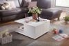 Design Couchtisch 70x70 cm Weiß, Wohnzimmertisch mit 2 Schubladen, Sofatisch mit Rollen, Tisch mit 2 Fächern Bild 5