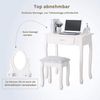 FUROKOY Schminktisch Schminktisch mit Spiegel und Gepolstertem Hocker, Weiß Frisiertisch, Frisierkommode mit 360 ° Schwenkbarem Spiegel und 3 Schubladen Bild 3