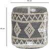 Hocker Boho Wolle Grau-Creme Ø40x45cm mit Stauraum & abnehmbarem Deckel Bild 3