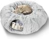 LuxusKollektion Katzenkäfig Plüsch Katzentunnel mit Katzenbett und Hängendem Ball Grau Bild 5