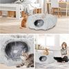 LuxusKollektion Katzenkäfig Plüsch Katzentunnel mit Katzenbett und Hängendem Ball Grau Bild 2
