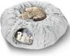 LuxusKollektion Katzenkäfig Plüsch Katzentunnel mit Katzenbett und Hängendem Ball Grau Bild 4