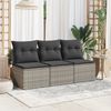 vidaXL Gartensofa mit Kissen 3-Sitzer Grau Poly Rattan 366139 Bild 3