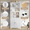 Merax 160cm Badezimmer-Hochschrank mit Stauraum, Badschränke, mit 2 offene Ablagefächer, verstellbare Trennwände, weiß Bild 5