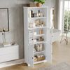 Merax 160cm Badezimmer-Hochschrank mit Stauraum, Badschränke, mit 2 offene Ablagefächer, verstellbare Trennwände, weiß Bild 2