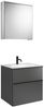 Burgbad FIUMO Waschtisch Set mit Spiegelschrank 62 cm breit, Anthrazit, Waschbecken Gussmarmor Weiß, Anschlag links Bild 2
