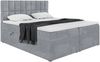 MEBLINI Boxspringbett LUKAS 140x200 cm mit Bettkasten - H4/Grau Samt Polsterbett - Doppelbett mit Topper & Taschenfederkern-Matratze Bild 2