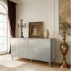 Celya Sideboard 152 cm stilvoller und funktionaler 4-türiger Aufbewahrungsschrank (Champagner, für Wohnzimmer, Schlafzimmer und Küche), mit Kiefernholzbeinen und MDF Bild 3