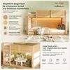 Novelux Hochbett 90x200 cm Kinderbett mit Treppe, LED-Lichtleiste und Ablagen – Kiefer/MDF mit Rattan-Optik, Natur/Weiß, Rundumschutz mit Lattenrost Bild 3