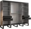 Schiebetürenschrank Loft Kleiderschrank beton schwarz Schubladen Breite 250cm Bild 3