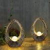 2er Set LED Solarleuchten mit Glas Kugel in Crackle Optik Bild 3