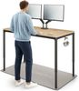 Desktronic Elektrisch höhenverstellbarer Schreibtisch HomeMax 160x80cm Schwarz/Bambus mit Memory-Funktion, Anti-Kollisions Technologie, USB-A und USB-C-Ladeanschlüssen Bild 1