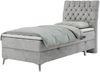 Boxspringbett MILEN, Einzelbett 90x200, Polsterbett mit Multipocket-Matratze und Topper - Hellgrau stoff - rechts - H4 Bild 2