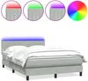 vidaXL Boxspringbett mit Matratze & LED Hellgrau 160x220 cm Samt 3317127 Bild 2