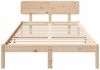 vidaXL Bettrahmen mit Kopfteil Natur 135 x 190 cm Massives Kiefernholz 872113 Bild 5