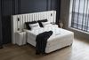 abc bedding Boxspringbett Boxspringbett SHERATON in stilvollem hellbeigem Creme-Stoffdesign, Voll-orthopädisches Schlafsystem inklusive Bettkasten Bild 2