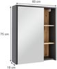 Badspiegelschrank Viola Grau/Artisan 60 x 75 cm mit offenen Regalen Vicco Bild 2