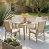 STILVORA Gartenlounge-Set für 4 Personen Garten-Essgruppe Gartenmöbel-Set mit 1 Tisch & 4 Stühle, (Garten-Essgruppe 4-Sitzer, Tisch + 4 Stühle, Metall WPC, 4 Personen Set, Khaki/Beige, Outdoor), atmungsaktiv, rostfrei, komfortabel, stabil, pflegeleicht Bild 2