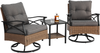 Outdoor drehbare Schaukelstühle Set 3 Stück mit 1 Tisch und 2 Schaukelstühle Unterstützung 350lbs Braun Wicker Outdoor Möbel Patio Gesprächssatz Bild 5