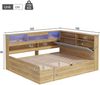Merax Kinderbett 140x200cm, Holzbett, Jugendbett, Daybett, Hydraulisches Stauraumbett, mit USB-Ladestation und LED-Beleuchtung, Naturfarbe Bild 4
