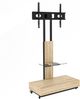 TV-Schrank 80x40 cm aus MDF und Metall, mobil, höhenverstellbar, mit Glasablage und Schublade Bild 4