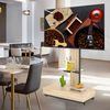 TV-Schrank 80x40 cm aus MDF und Metall, mobil, höhenverstellbar, mit Glasablage und Schublade Bild 3