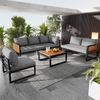 Merax Gartenlounge Set 5-tlg, Balkonmöbel Set mit Eisenrahmen, Terassenmöbel Sets mit Metallbeinen und Kissen, Lounge Gartenmöbel 6 Personen, Grau Bild 2