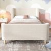 Kinder Schlittenbett 90x200 cm Samt Weltraum Motiv Beige Metall Massivholz Lattenrost Sicherheitsbett Junge Mädchen Bild 3
