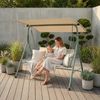 Hollywoodschaukel Satten 3-Sitzer 173x119x153 cm Hellgrün/Beige [en. casa] Bild 3