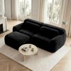 Flieks 2-Sitzer Sofa, L-förmiges Sofa, rahmenlos modular mit Ottoman & 2 Kissen, rutschfester Boden, Plüsch, Schwarz Bild 3